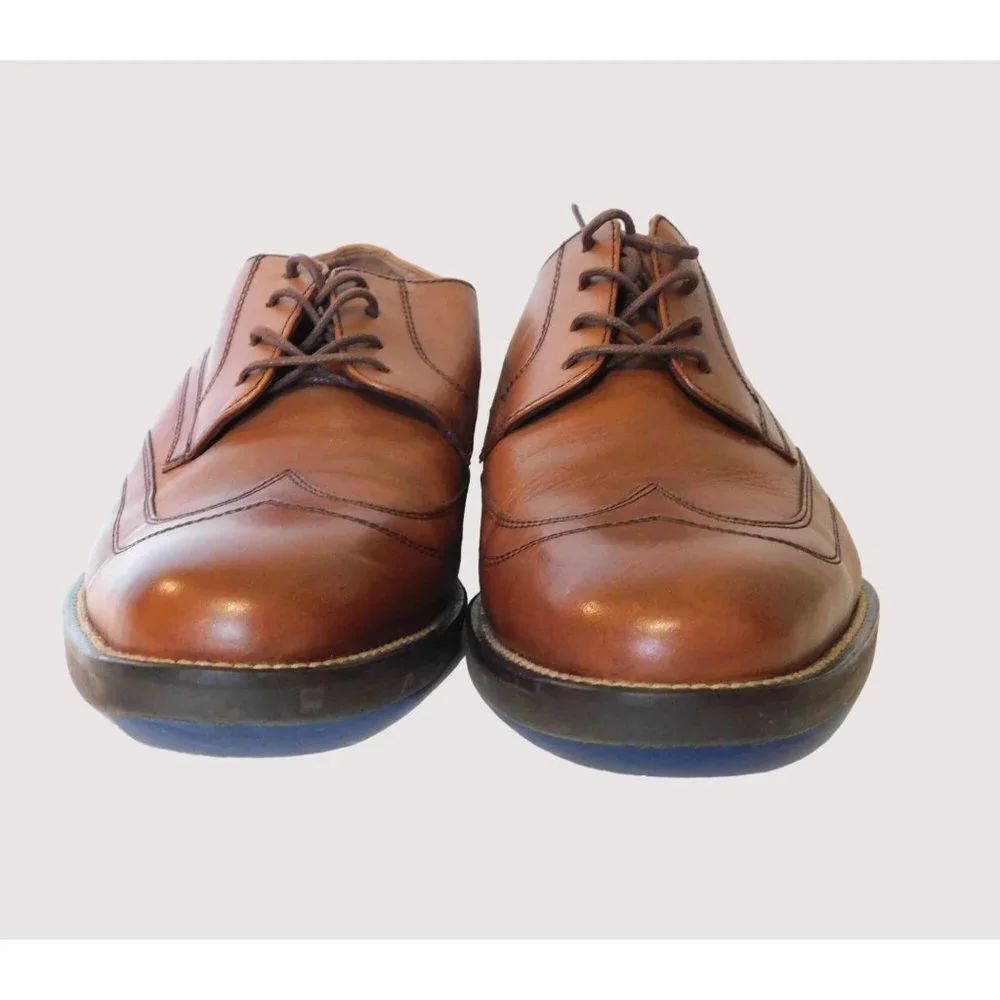 Bass Derby Style Round Full Wing Tip Toe Mens Size 10M Brown Leather Dress Shoes